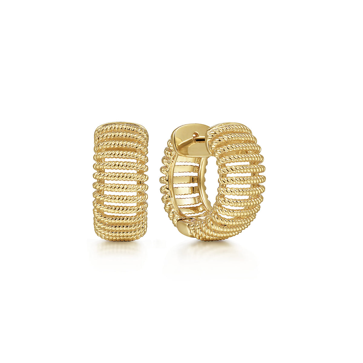 14K Yellow Gold 15 mm Wide Open Pattern Huggies — Gabriel & Co. EG14195Y4JJJ