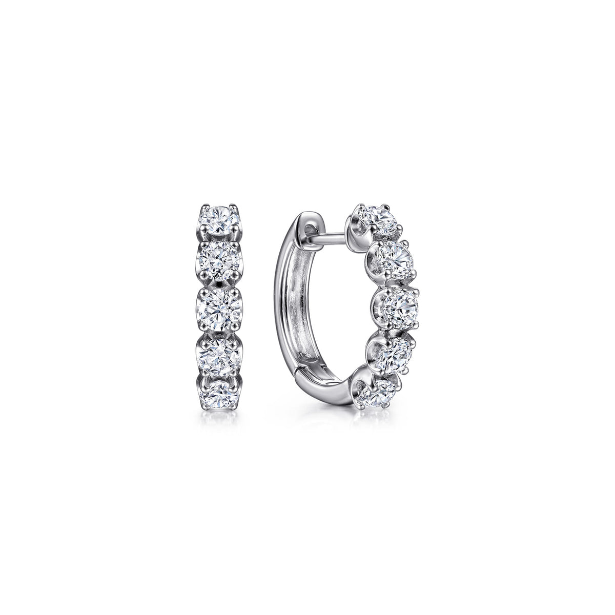 14K White Gold 15mm Diamond Huggies — Gabriel & Co. EG14235W45JJ