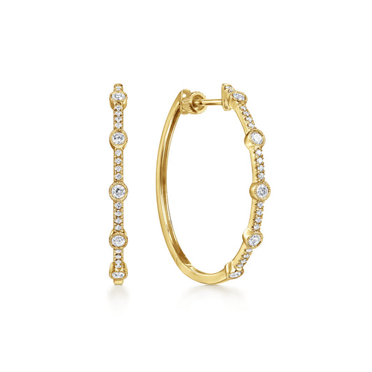 14K Yellow Gold 30mm Classic Diamond Hoop Earrings — Gabriel & Co. EG14253Y45JJ