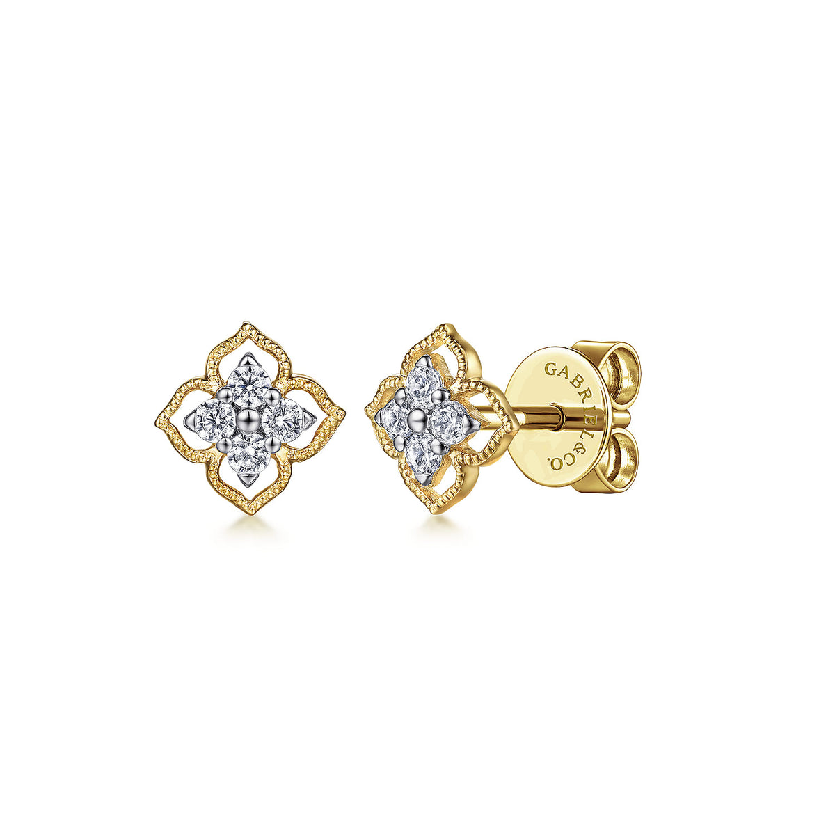 14K Yellow Gold Diamond Stud Earrings — Gabriel & Co. EG14414Y45JJ