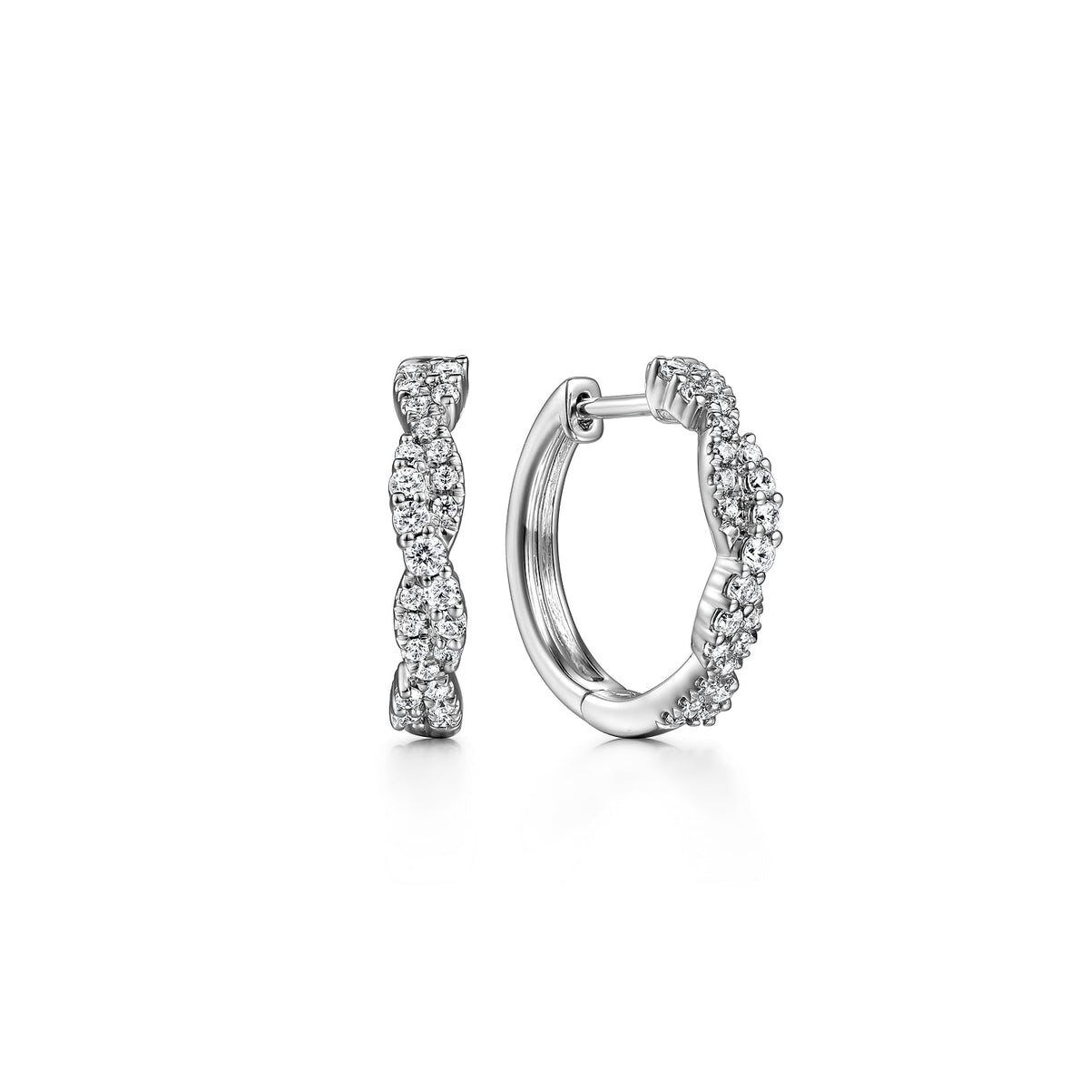 14K White Gold Diamond Intricate Hoop Earrings — Gabriel & Co. EG14508W45JJ