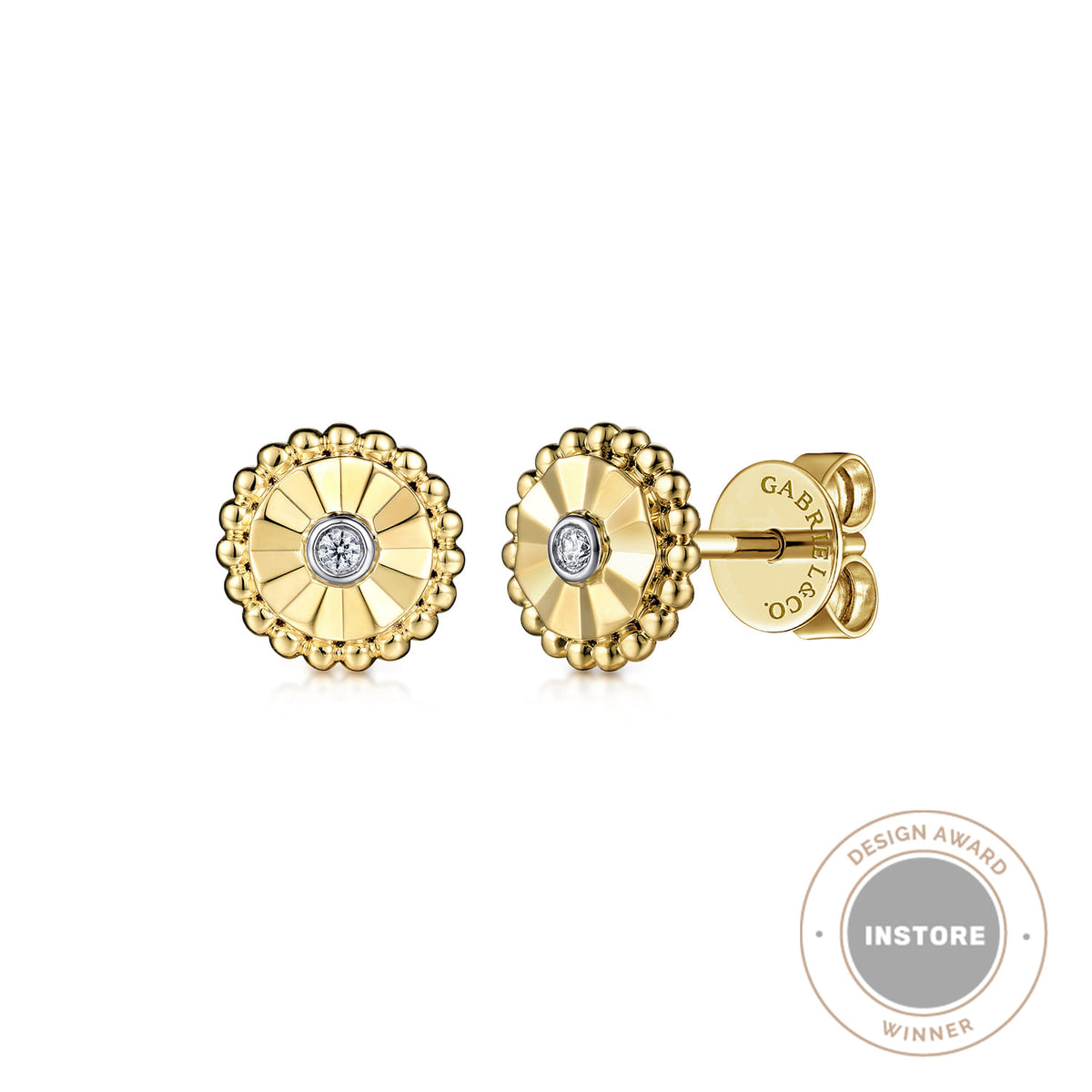 Stud Earrings 14K White and Yellow Gold Diamond 0.02ct — Gabriel & Co. EG14604M45JJ