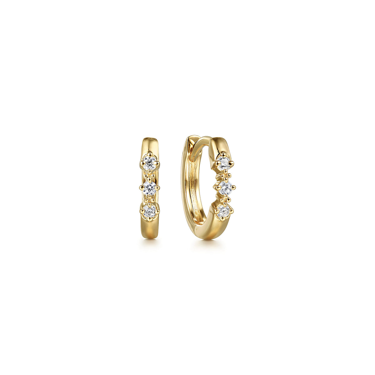 Huggie Earrings 14K Yellow Gold Diamond 0.06ct 10mm — Gabriel & Co. EG14964Y45JJ