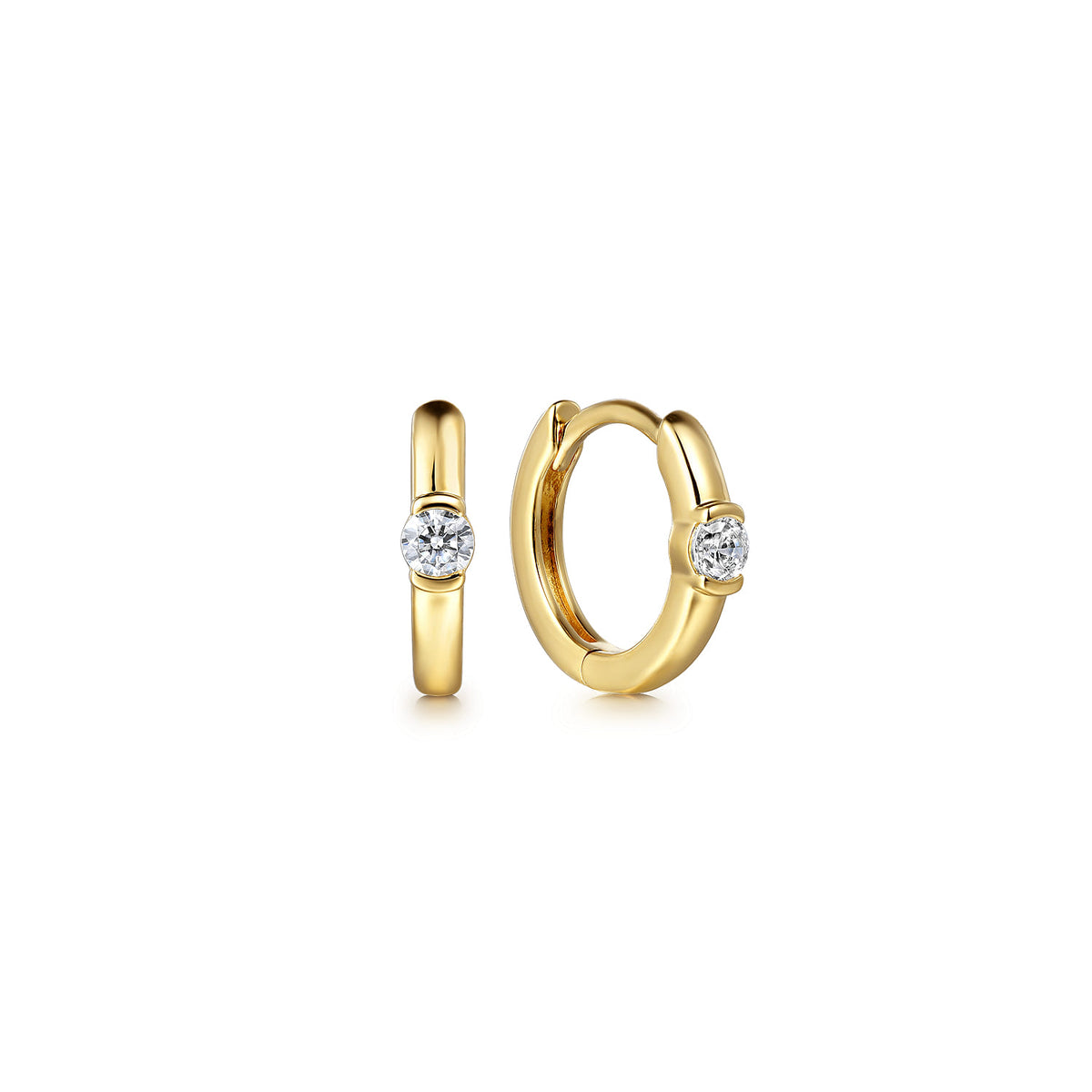14K Yellow Gold Diamond Huggie W/Channel Setting — Gabriel & Co. EG14969Y45JJ