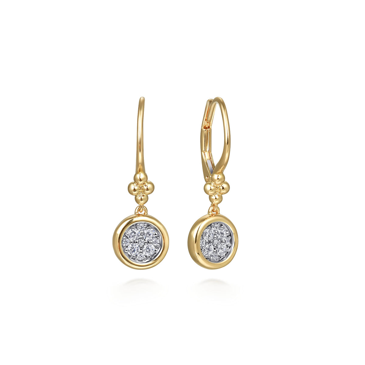 14K White & Yellow Gold Diamond Lever Back Earrings-Bujukan — Gabriel & Co. EG15016M45JJ