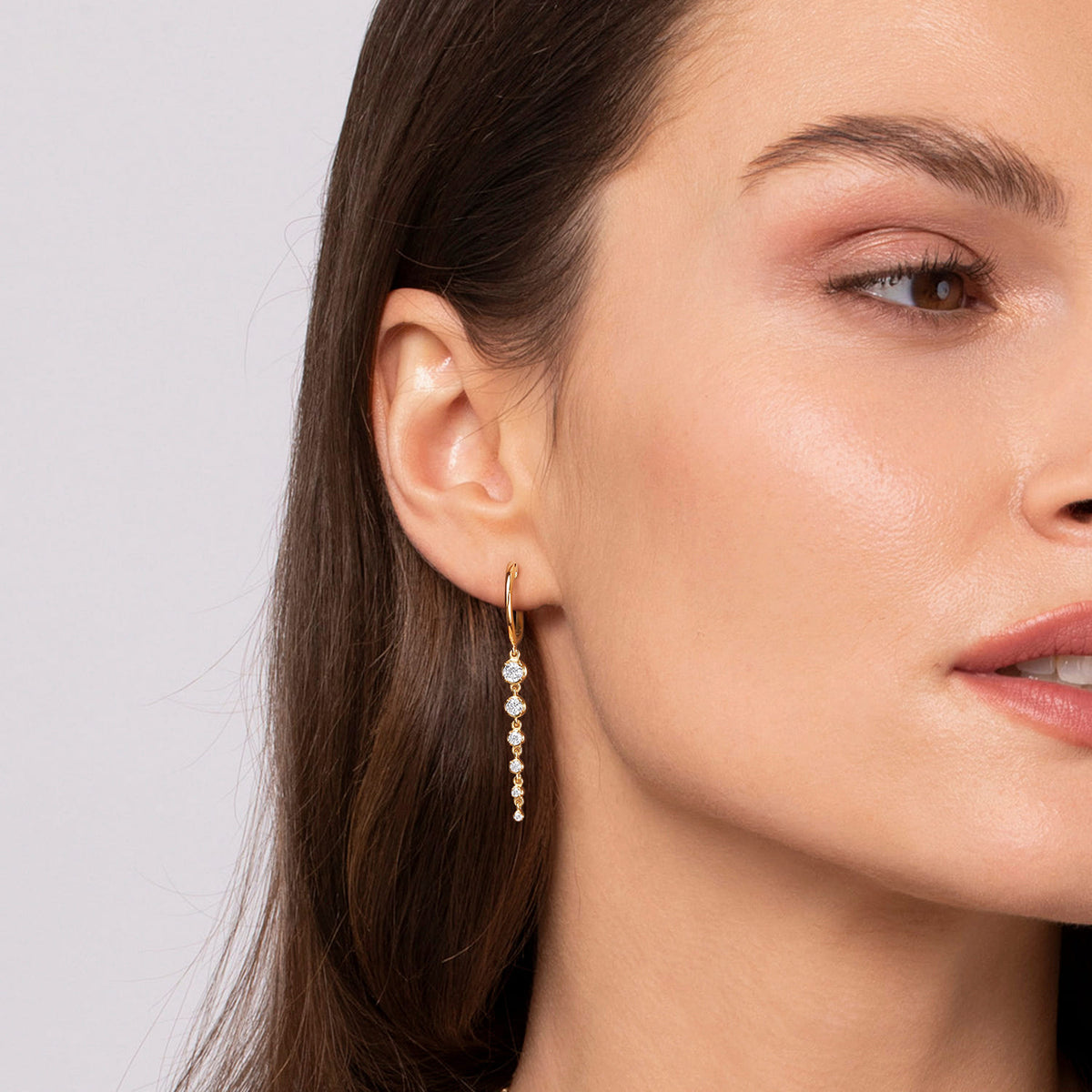 14K Yellow Gold Graduating Diamond Huggie Drop Earrings — Gabriel & Co. EG15066Y45JJ