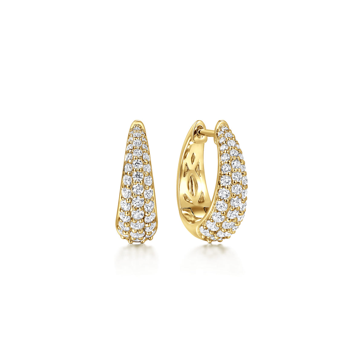 14K Yellow Gold Pave Diamond Oval Huggie Earrings — Gabriel & Co. EG15086Y45JJ