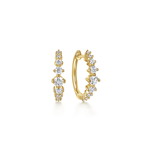 14K Yellow Gold Graduating Diamond Huggie Earrings — Gabriel & Co. EG15131Y45JJ