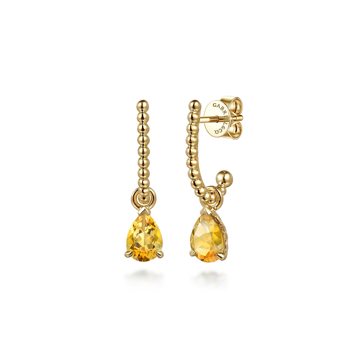 14K Yellow Gold Bujukan Citrine J Hoop Earrings — Gabriel & Co. EG15161Y4JCT
