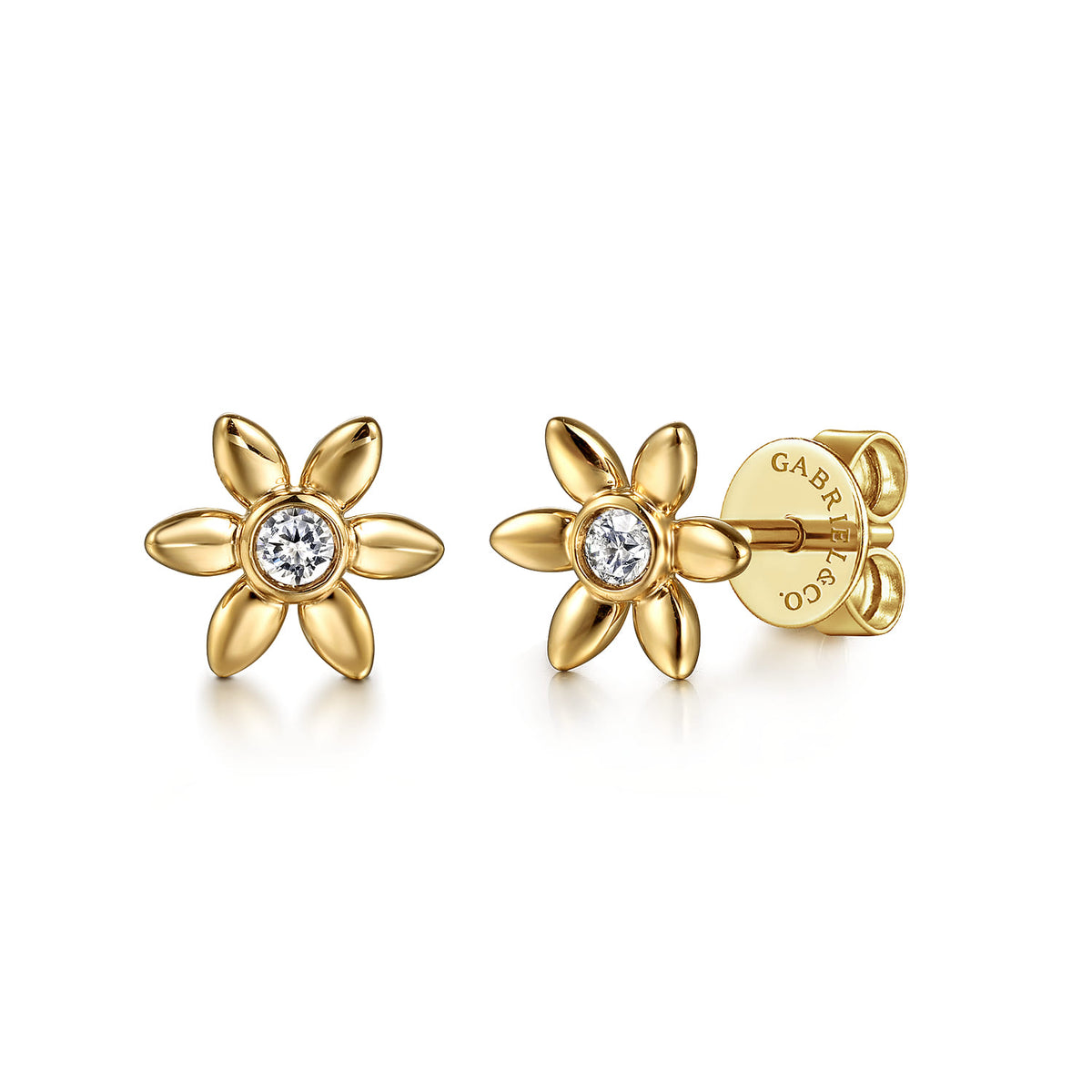 14K Yellow Gold White Sapphire Stud Earrings — Gabriel & Co. EG15165Y4JWS