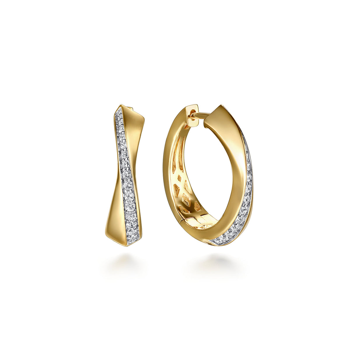 14K Yellow Gold Diamond Intricate Hoop Earrings — Gabriel & Co. EG15198Y45JJ