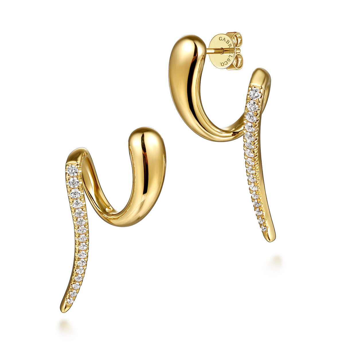 14K Yellow Gold Diamond Stud Drop Earrings — Gabriel & Co. EG15216Y45JJ