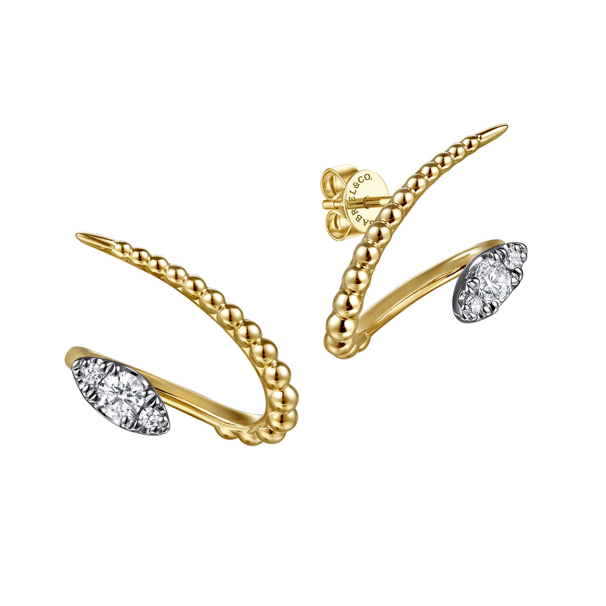 14K White & Yellow Gold Bujukan Diamond Stud Earrings — Gabriel & Co. EG15306M45JJ