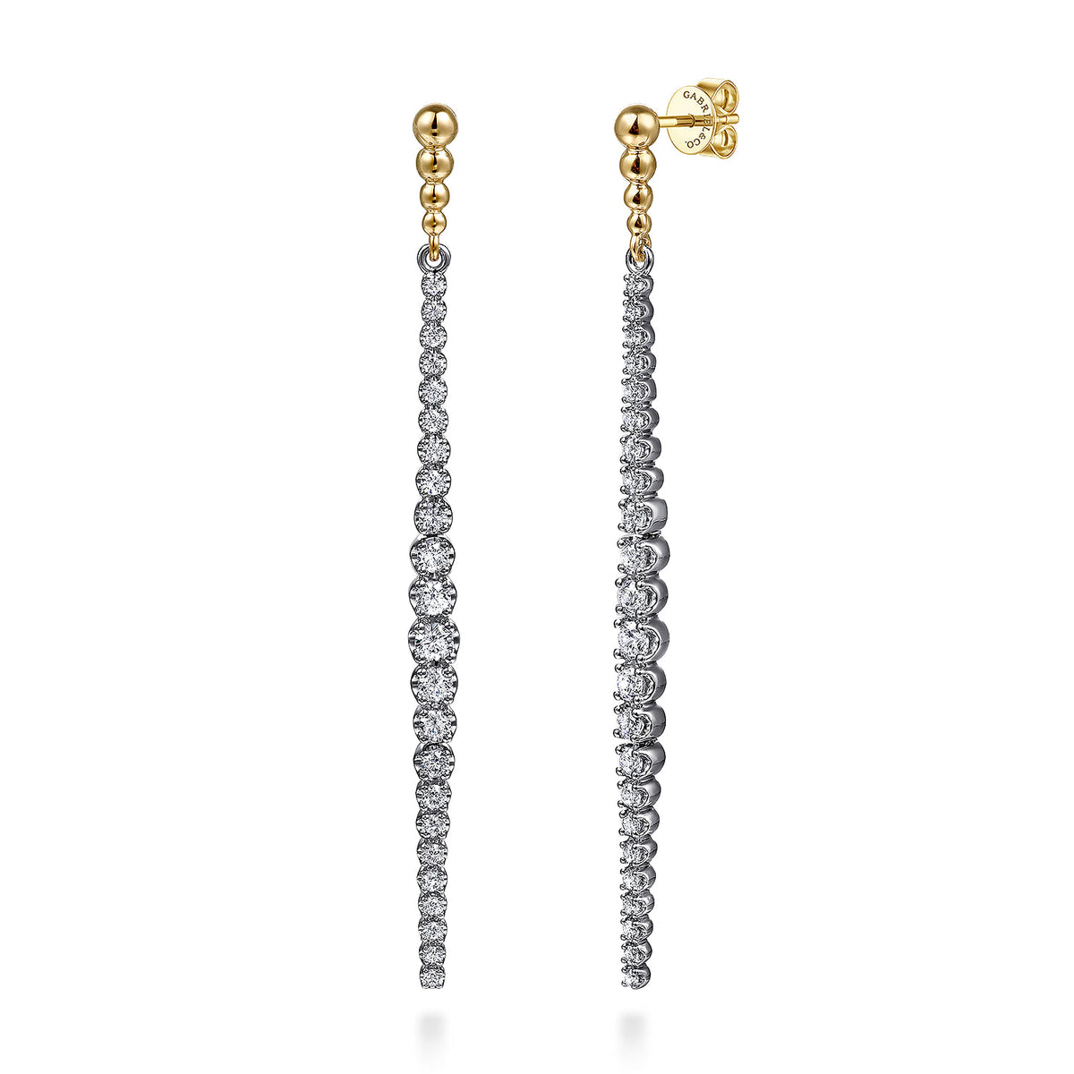14K White&Yellow Gold Bujukan Diamond Stud Drop Earrings — Gabriel & Co. EG15310M45JJ