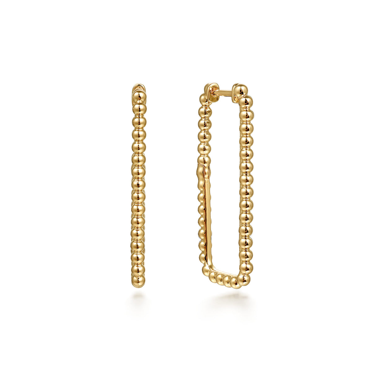 14K Yellow Plain Gold Bujukan Beads 30mm Rectangle Hoop Earrings — Gabriel & Co. EG15321Y4JJJ