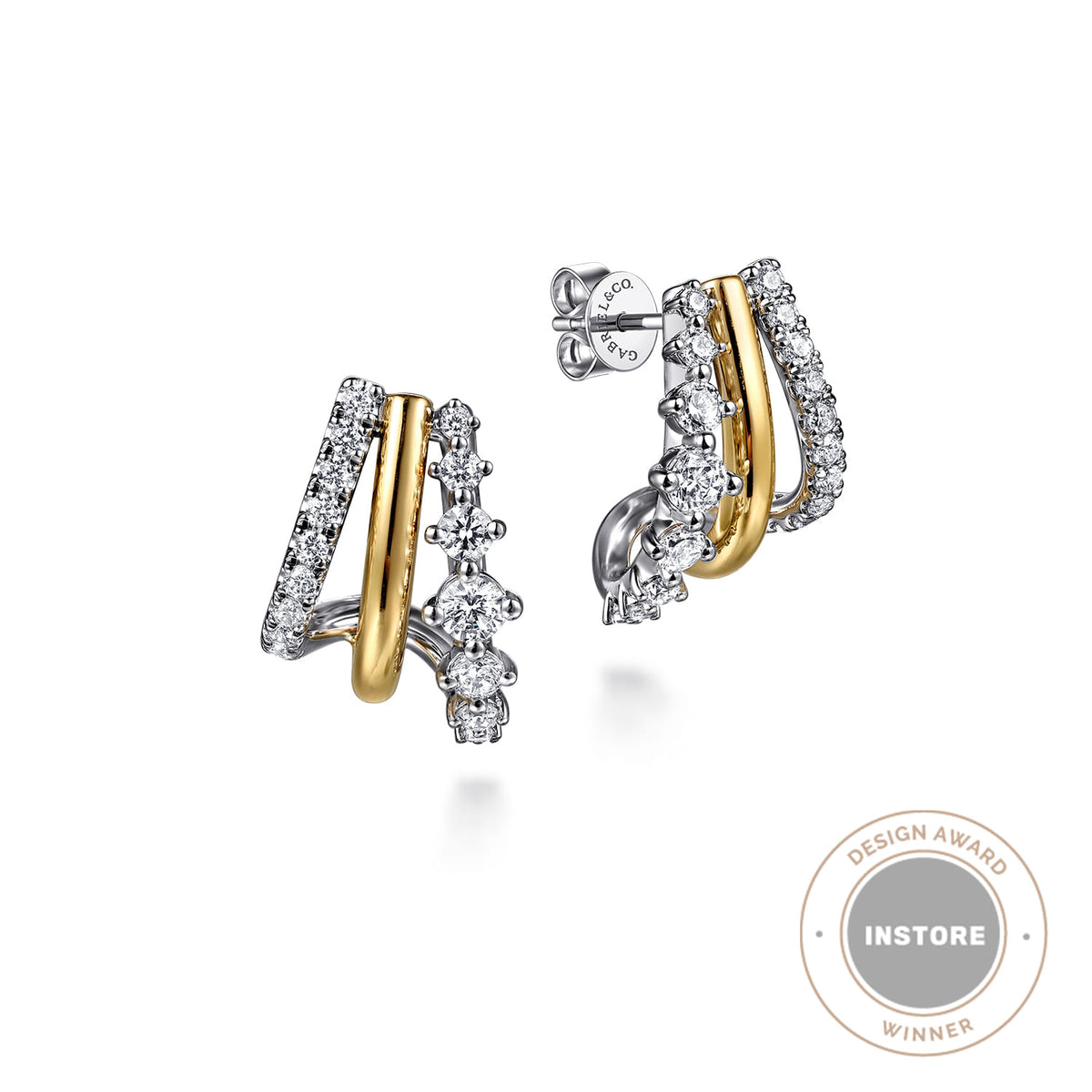 J Hoop Earrings 14K White and Yellow Gold Diamond 0.75ct — Gabriel & Co. EG15329M45JJ