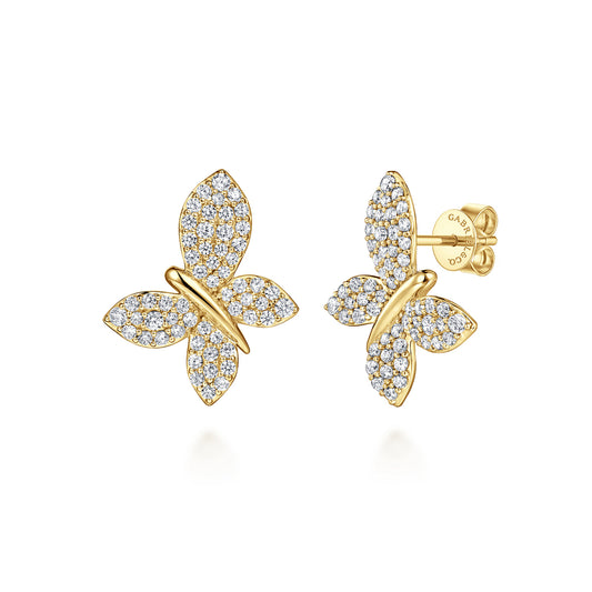 14K Yellow Gold Diamond Butterfly Stud Earrings — Gabriel & Co. EG15442Y45JJ