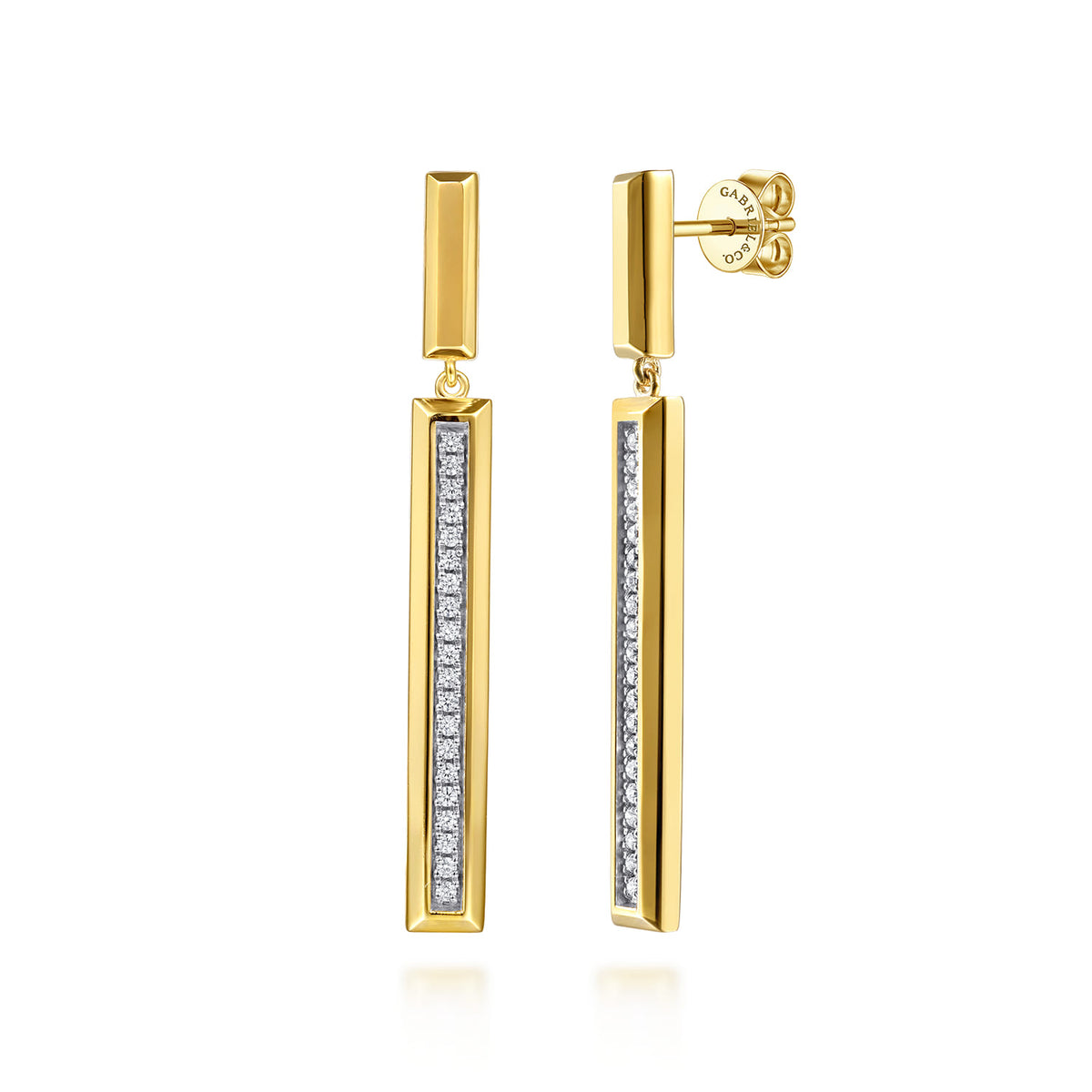 14K Yellow Gold Diamond Elongated Pyramid Stud Drop Earrings — Gabriel & Co. EG15521Y45JJ