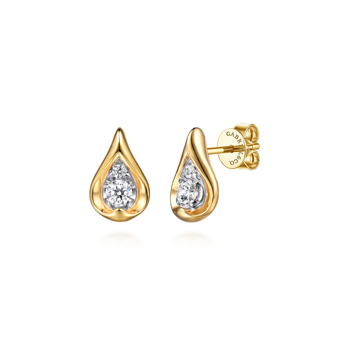 Stud Earrings Teardrop 14K White and Yellow Gold Diamond 0.23ct — Gabriel & Co. EG15525M45JJ