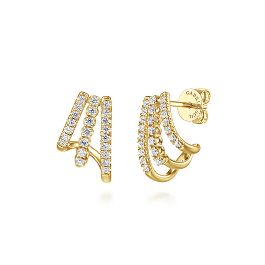 14K Yellow Gold Diamond Stacked J Hoop Earrings — Gabriel & Co. EG15555Y45JJ