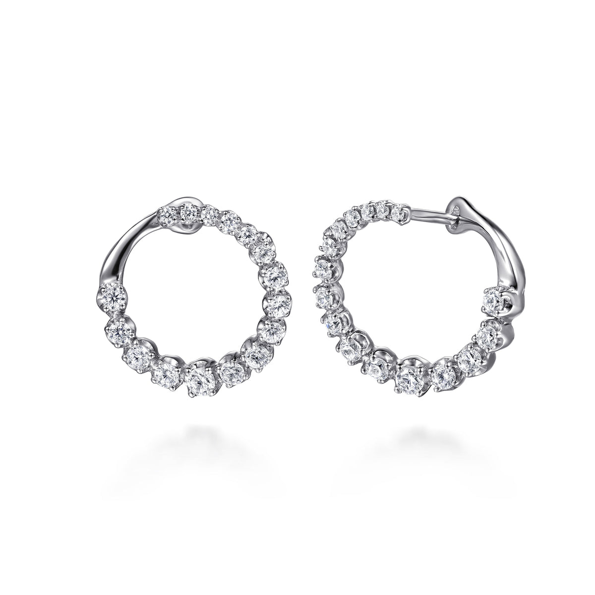 14K White Gold Diamond Bypass Hoop Earrings — Gabriel & Co. EG15558W45JJ