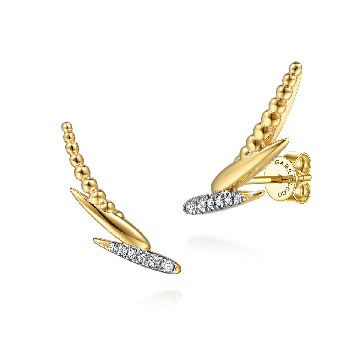 14K Yellow Gold Bujukan and Diamond Ear Climber Earrings — Gabriel & Co. EG15587Y45JJ