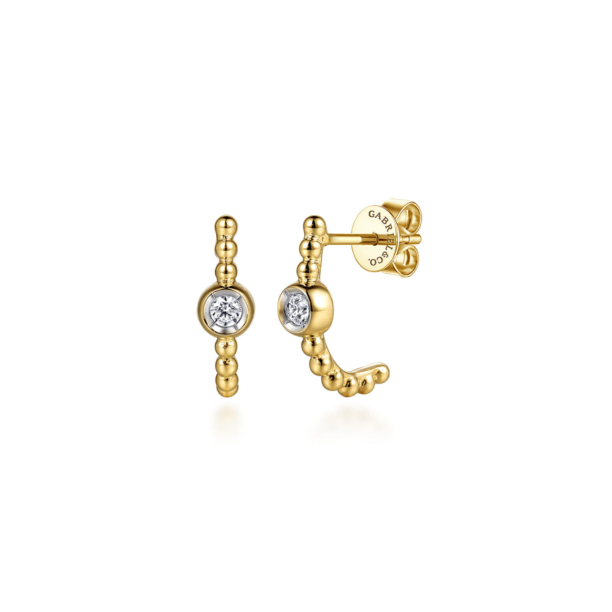 14K Yellow Gold Bujukan White Sapphire J Hoop Earrings — Gabriel & Co. EG15625Y4JWS