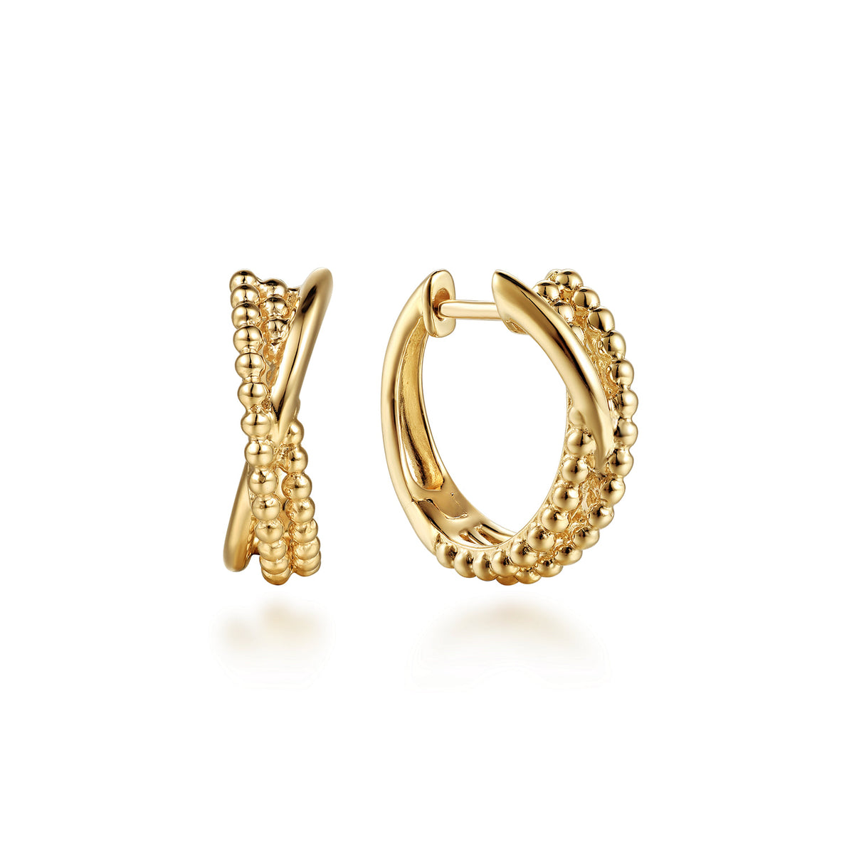 14K Yellow Plain Gold Bujukan Criss Cross Huggie Earrings — Gabriel & Co. EG15704Y4JJJ