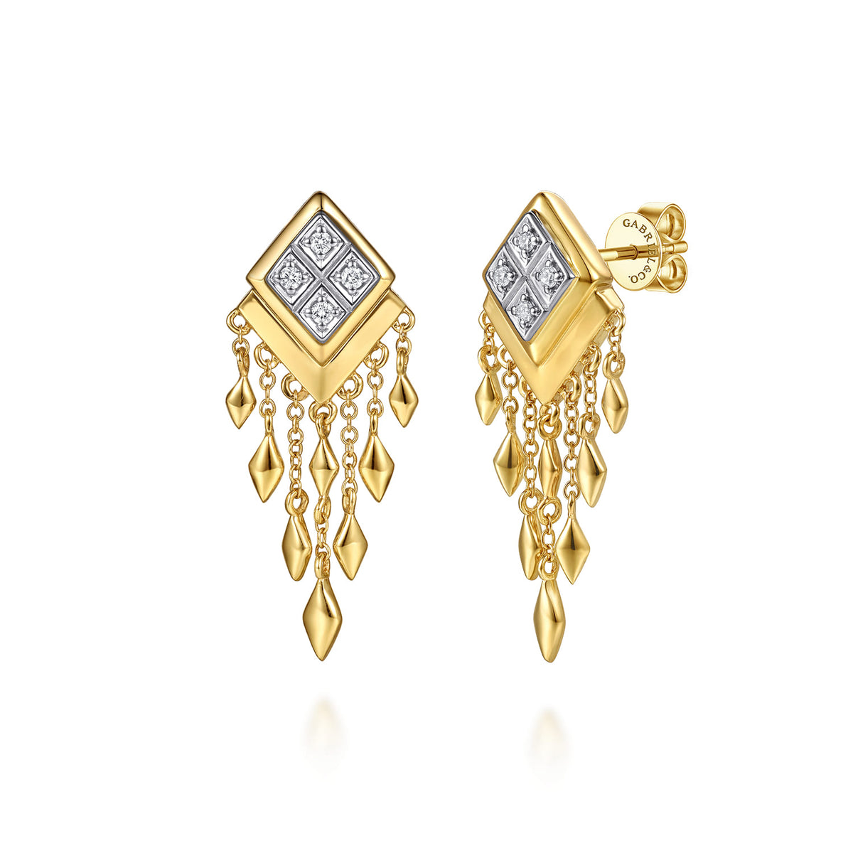 14K White and Yellow Gold Diamond Drop Chandelier Earrings — Gabriel & Co. EG15721M45JJ