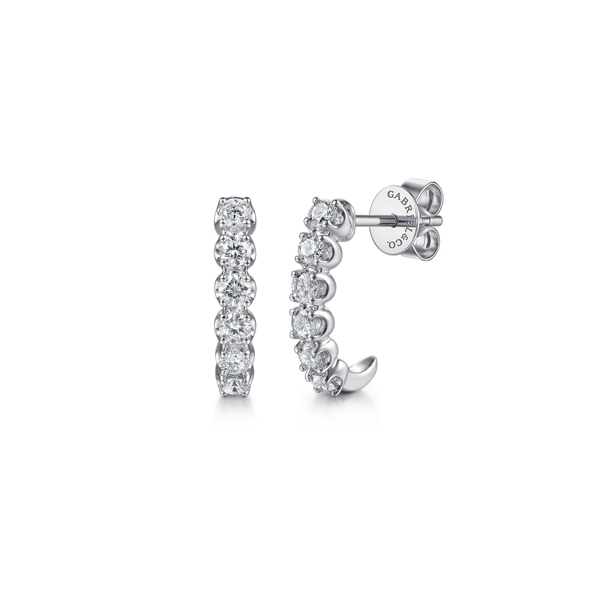 14K White Gold Diamond J Hoop Earrings — Gabriel & Co. EG15723W45JJ