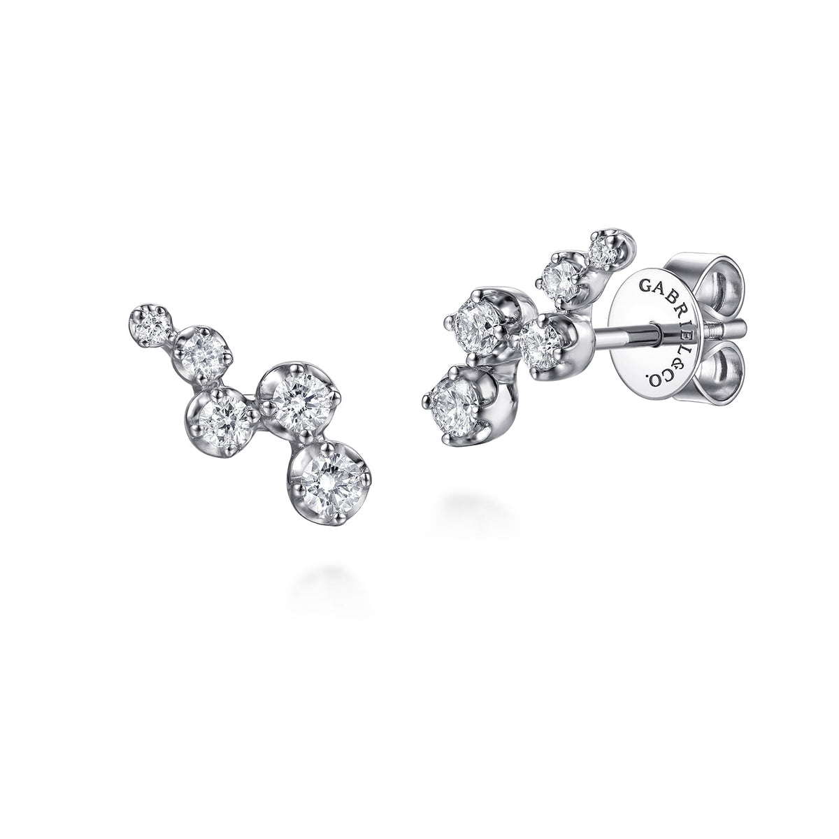 14K White Gold Graduating Diamond Stud Earrings — Gabriel & Co. EG15730W45JJ