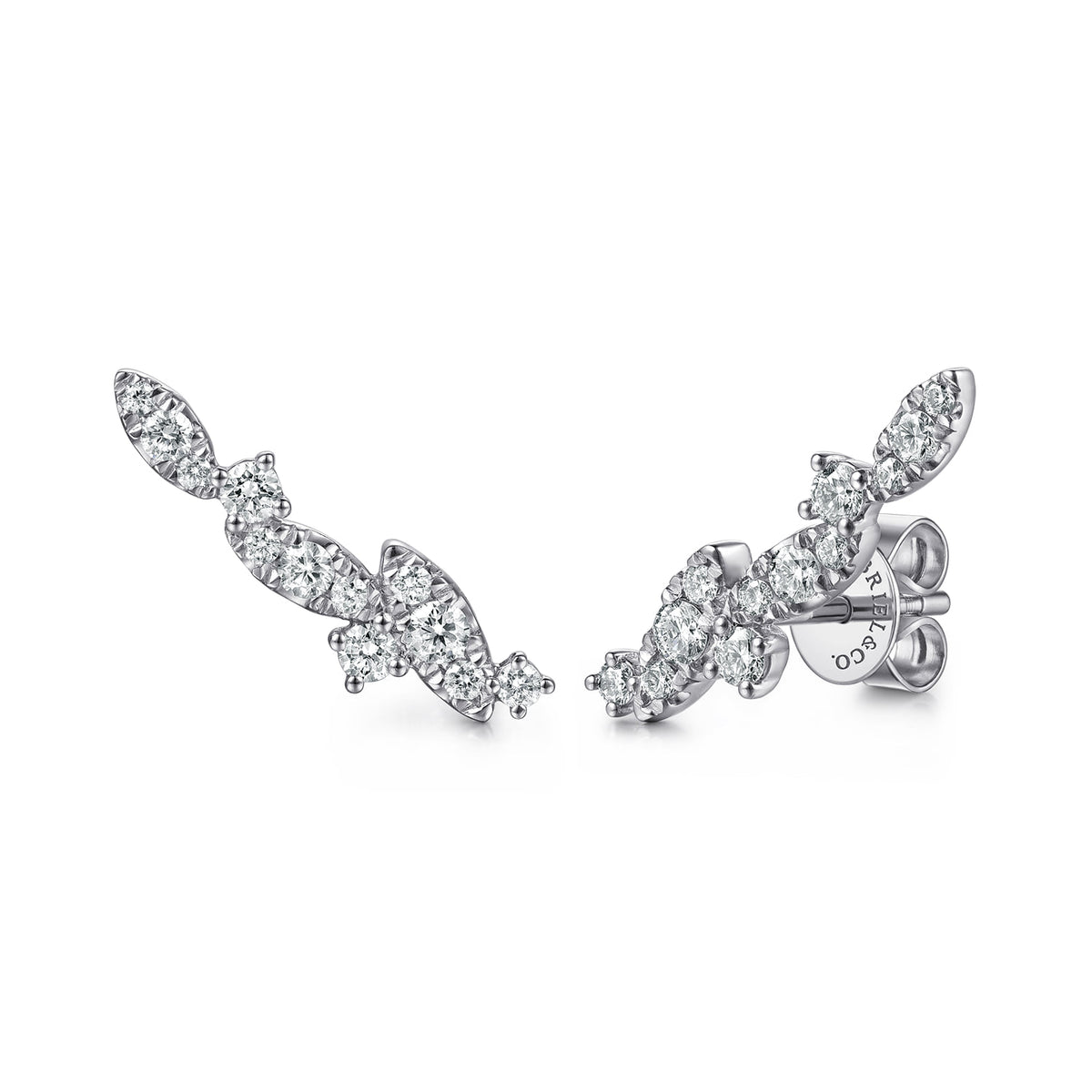 14K White Gold Diamond Marquise Ear Climber Earrings — Gabriel & Co. EG15735W45JJ