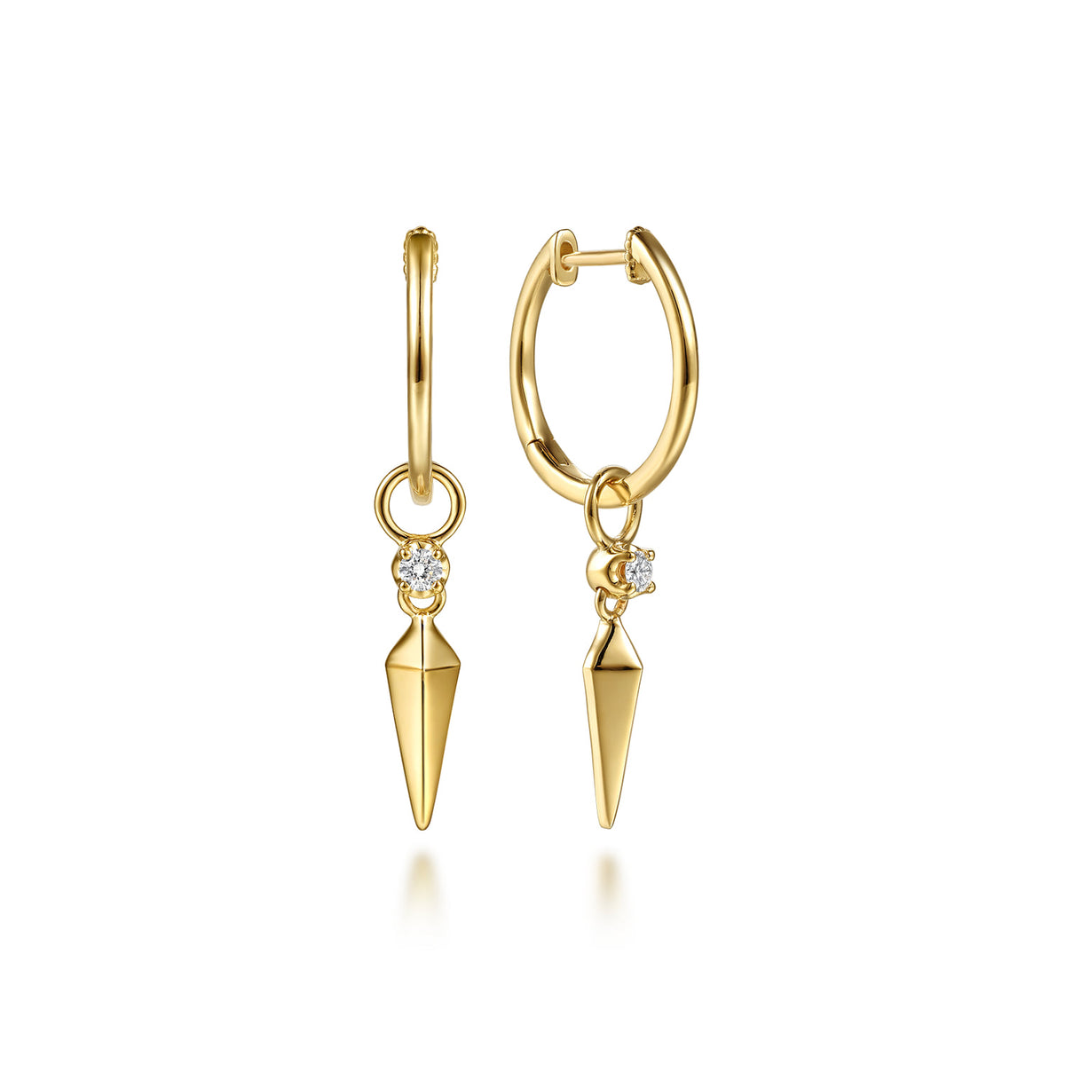 14K Yellow Gold Spike Diamond Huggie Drop Earrings — Gabriel & Co. EG15739Y45JJ