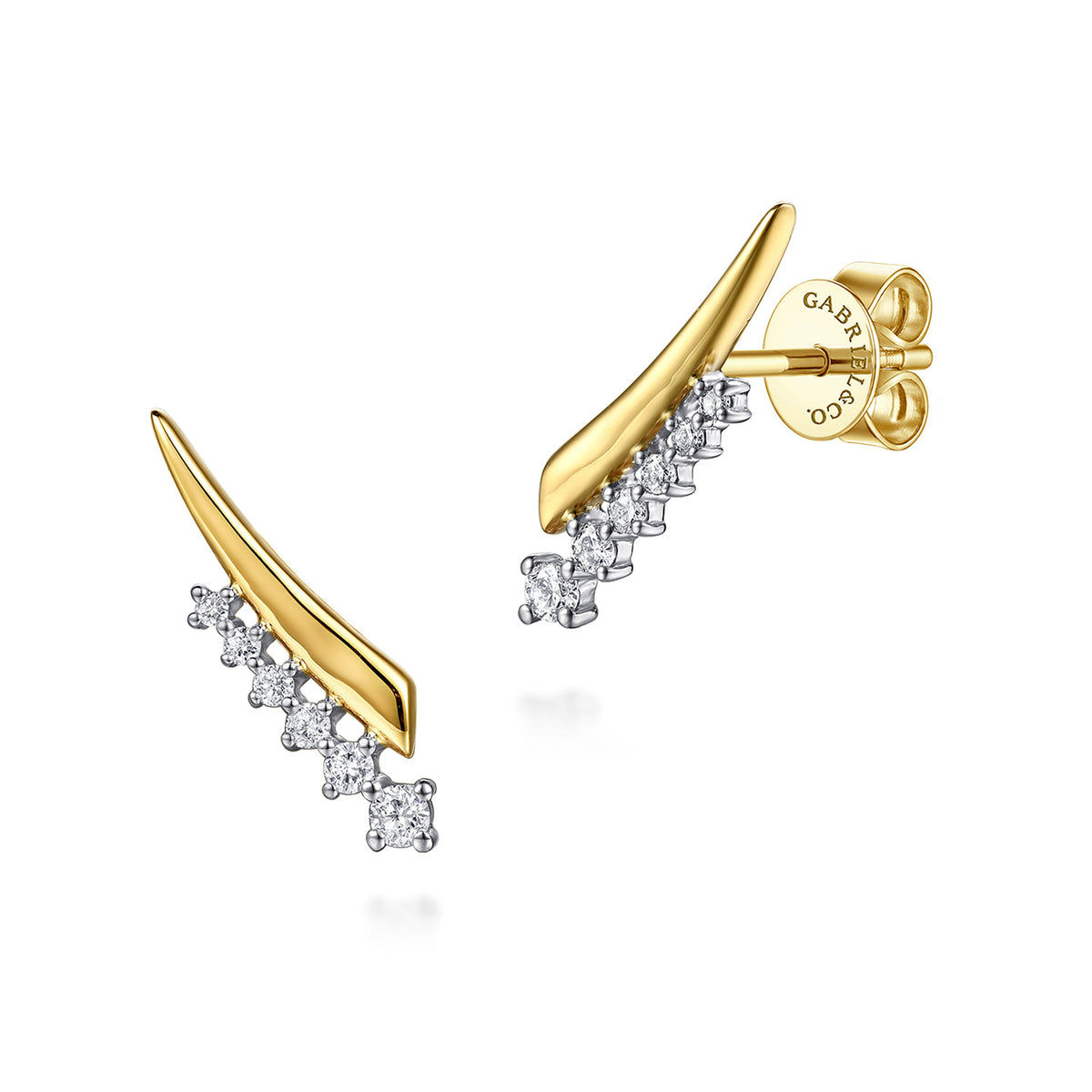 14K White&Yellow Gold Spike Graduating Diamond Ear Climber Earrings — Gabriel & Co. EG15741M45JJ