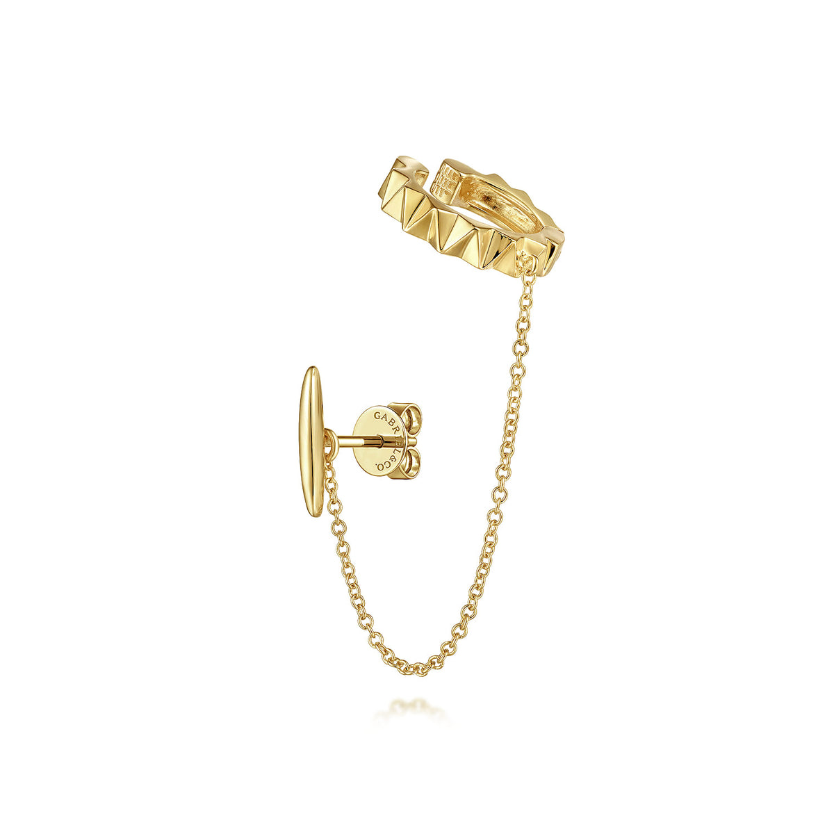 14K Yellow Gold Geometric Bar and Chain Drop Single Stud and Ear Cuff — Gabriel & Co. EGS14463Y4JJJ