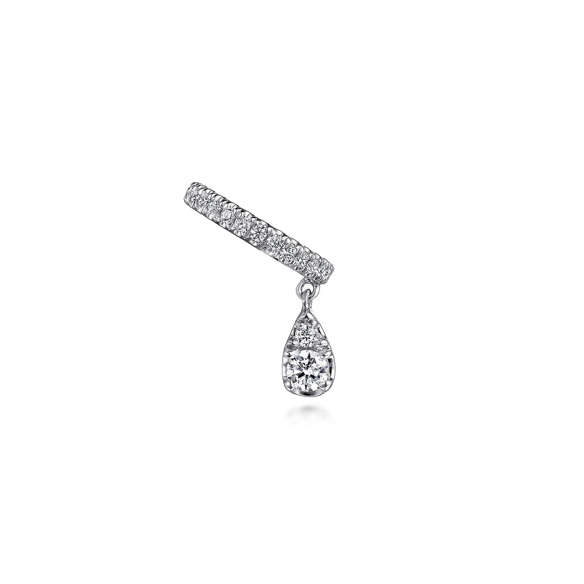 14K White Gold Single Diamond Ear Cuff with Teardrop Charm — Gabriel & Co. EGS14846W45JJ