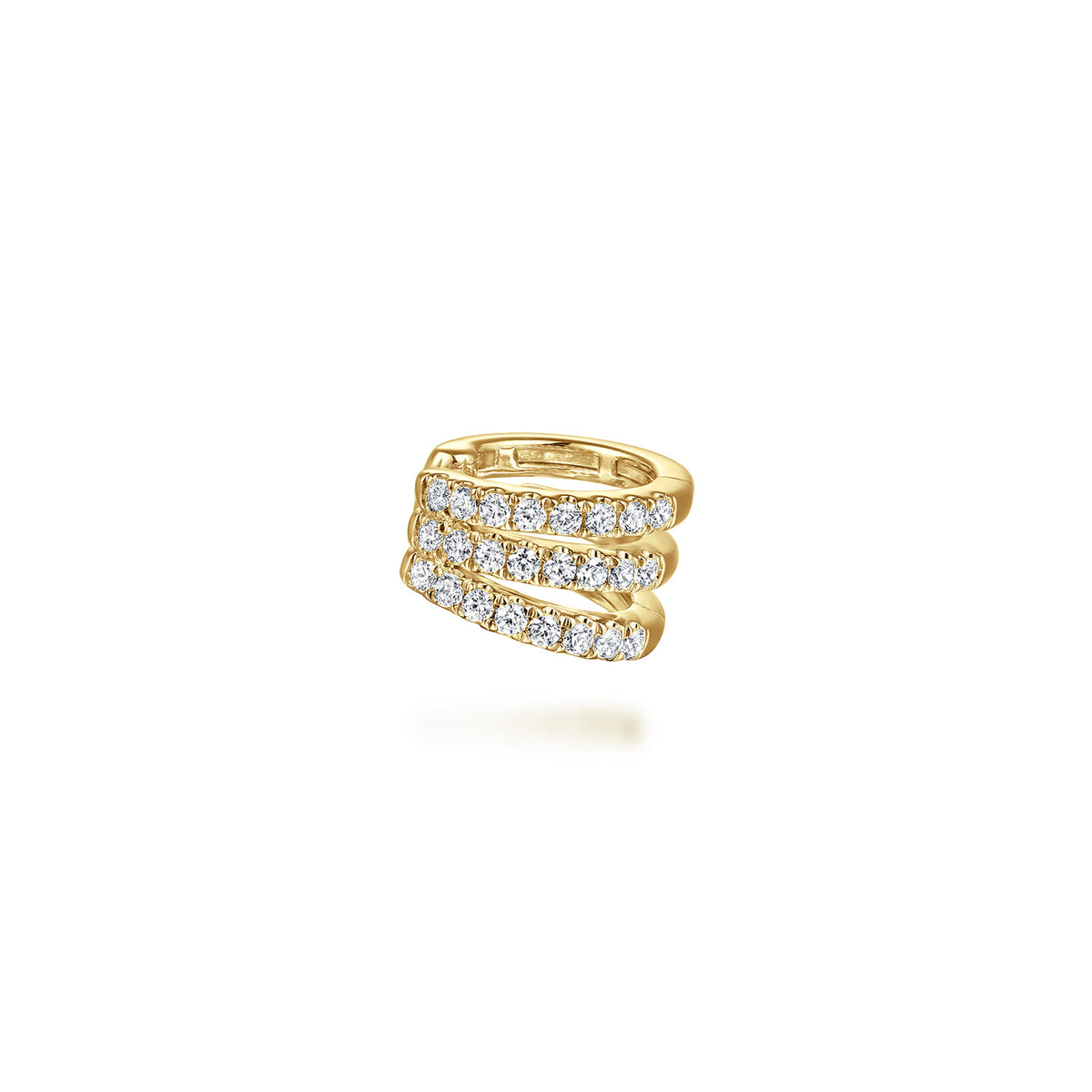 14K Yellow Gold Three Row Diamond Single Ear Cuff — Gabriel & Co. EGS15282Y45JJ
