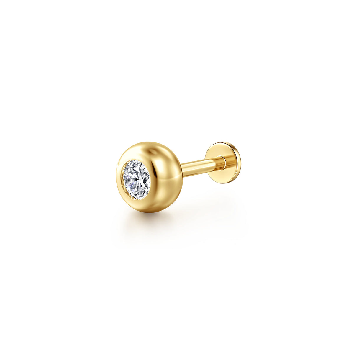 14K Yellow Gold White Sapphire Bezel Set Single Flatback Stud Earring — Gabriel & Co. EGS15771Y4JWS