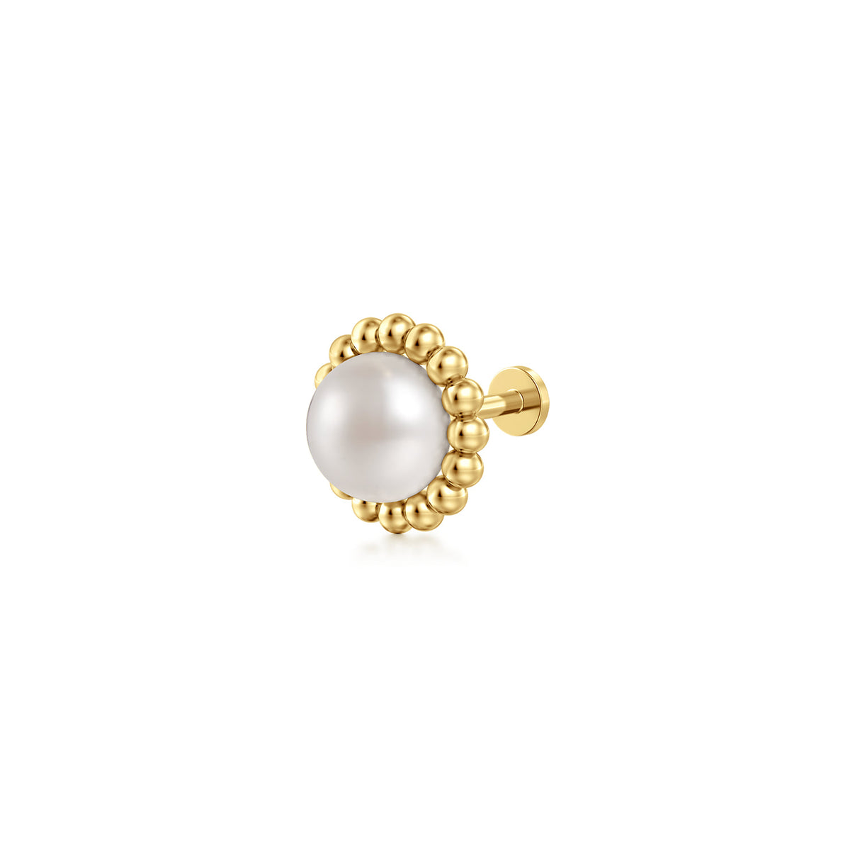 14K Yellow Gold Pearl Single Flatback Stud Earring — Gabriel & Co. EGS15774Y4JPL