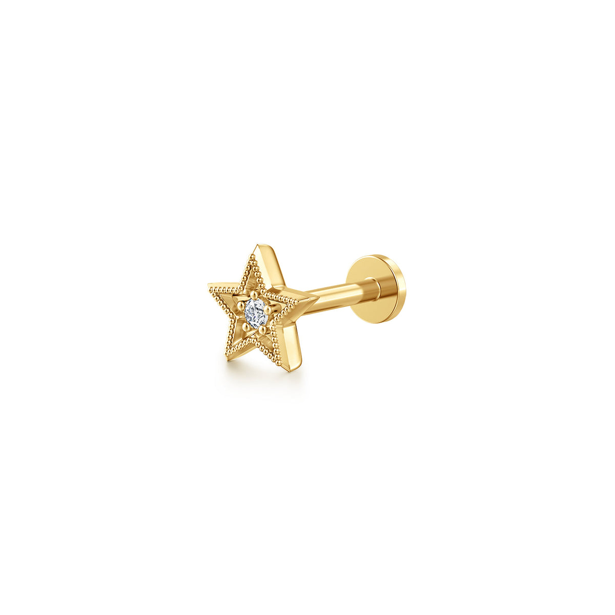 14K Yellow Gold Diamond Star Shape Single Flatback Stud Earring — Gabriel & Co. EGS15787Y45JJ