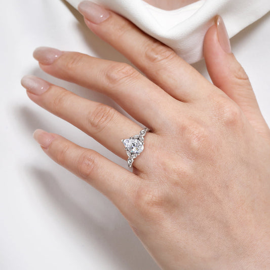 14K White Gold Pear Shape Diamond Engagement Ring — Gabriel & Co. ER11721P6W44JJ; center stone shown for illustration, not included