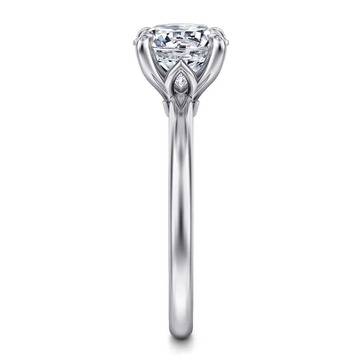 14K White Gold Round Diamond Engagement Ring — Gabriel & Co. ER14684R8W4JJJ; center stone shown for illustration, not included