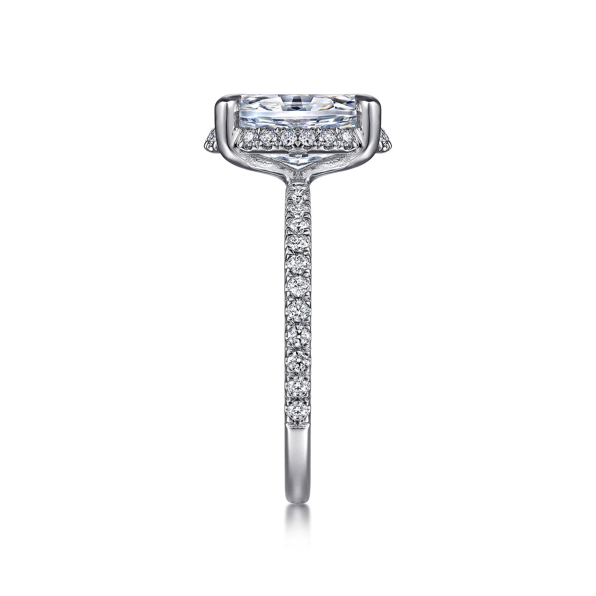 Platinum Hidden Halo Oval Diamond Engagement Ring — Gabriel & Co. ER14719O8PT4JJ; center stone shown for illustration, not included