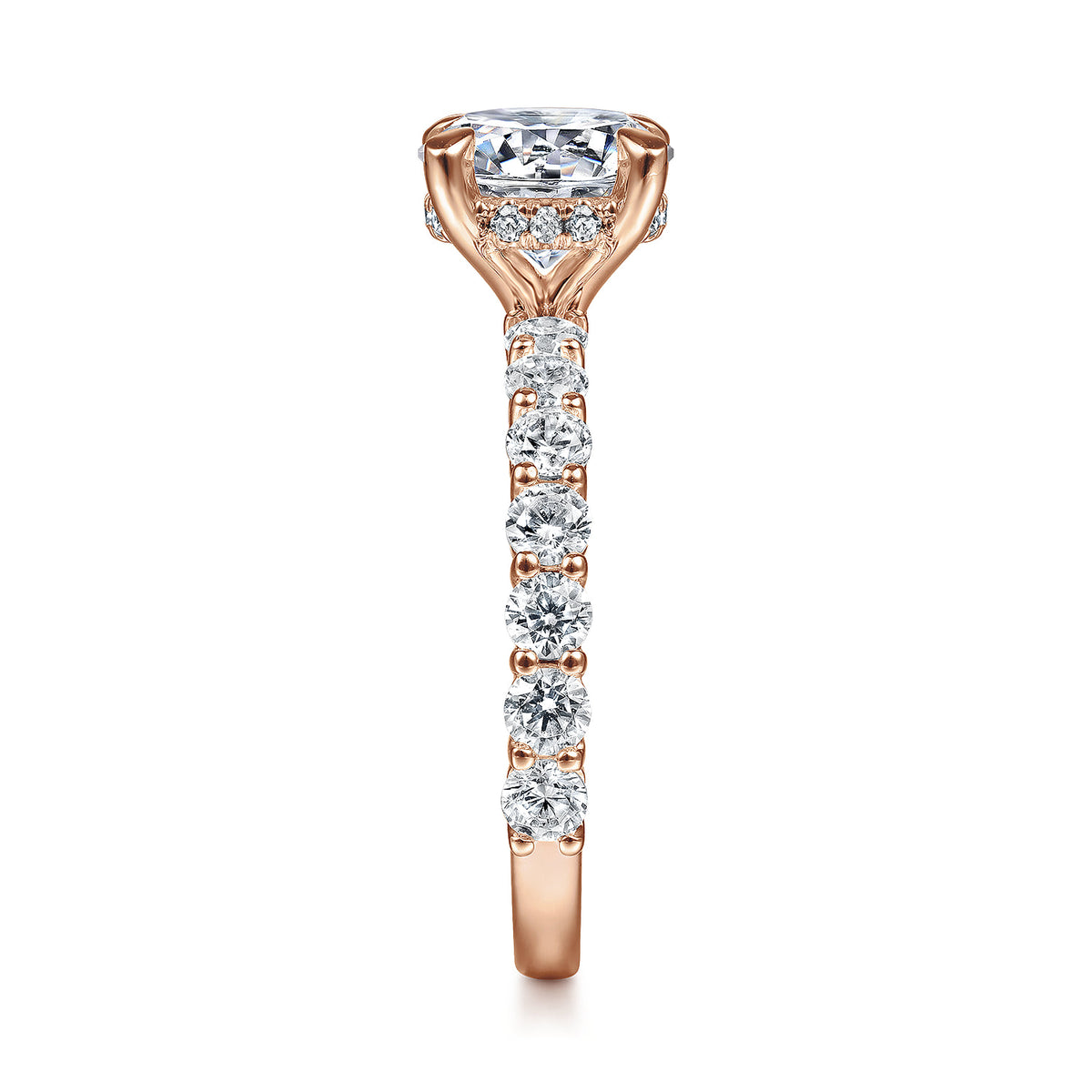 14K Rose Gold Round Diamond Engagement Ring — Gabriel & Co. ER14893R8K44JJ; center stone shown for illustration, not included