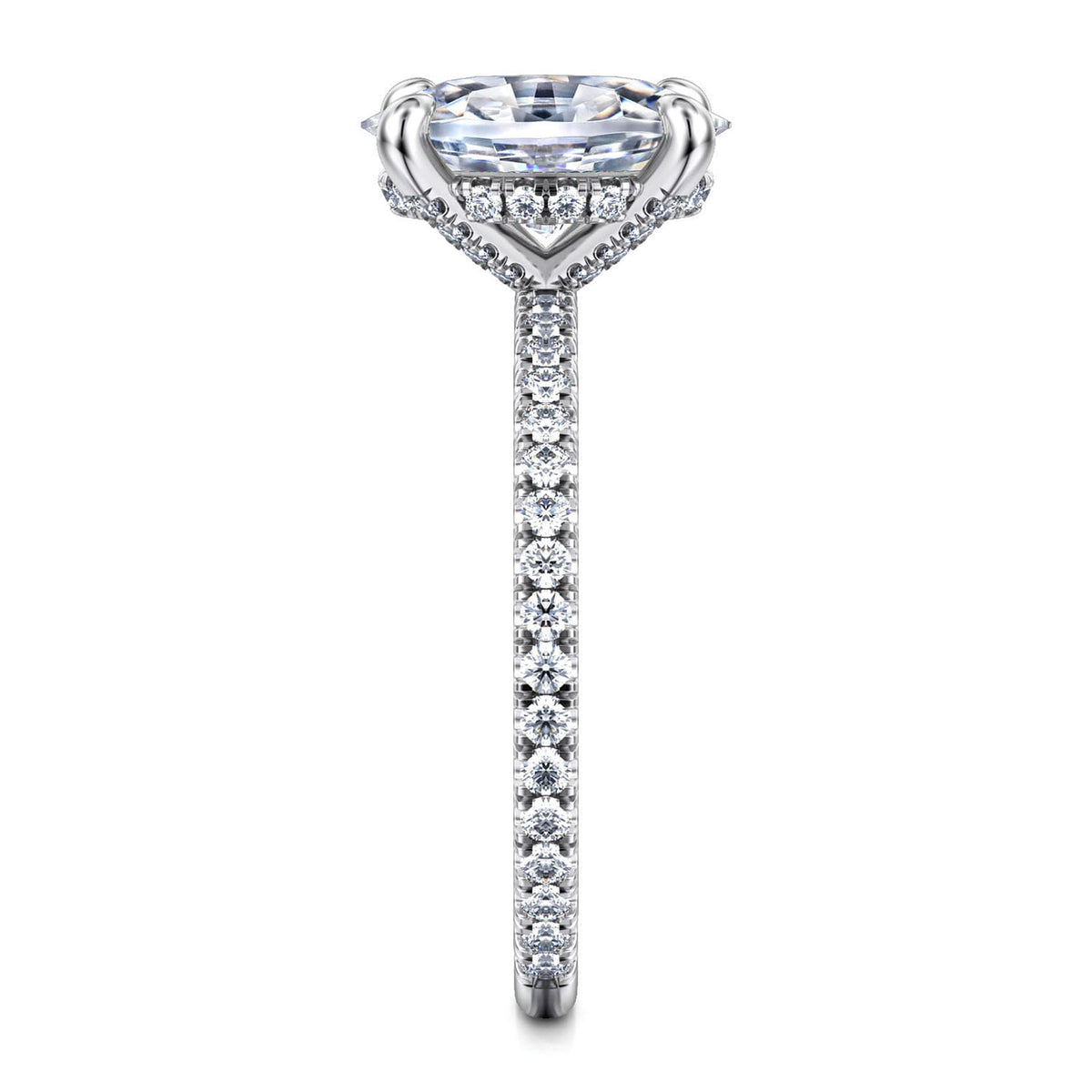 14K White Gold Oval Diamond Engagement Ring — Gabriel & Co. ER14914O8W44JJ; center stone shown for illustration, not included