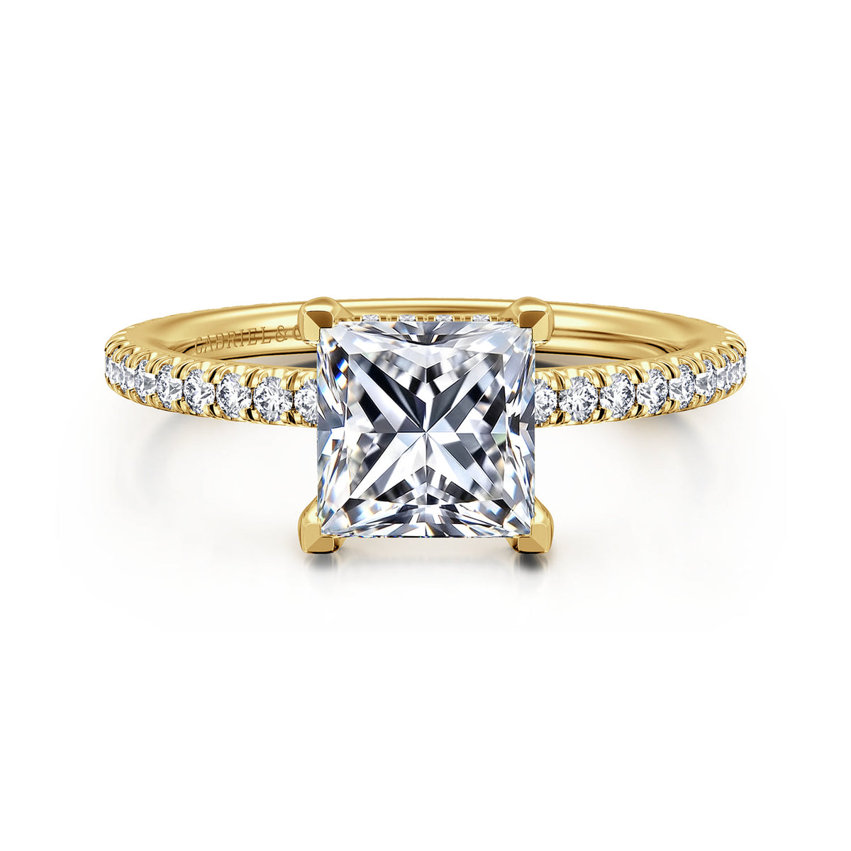 14K Yellow Gold Princess Cut Diamond Engagement Ring — ER14914S6Y44JJ; center stone shown for illustration, not included
