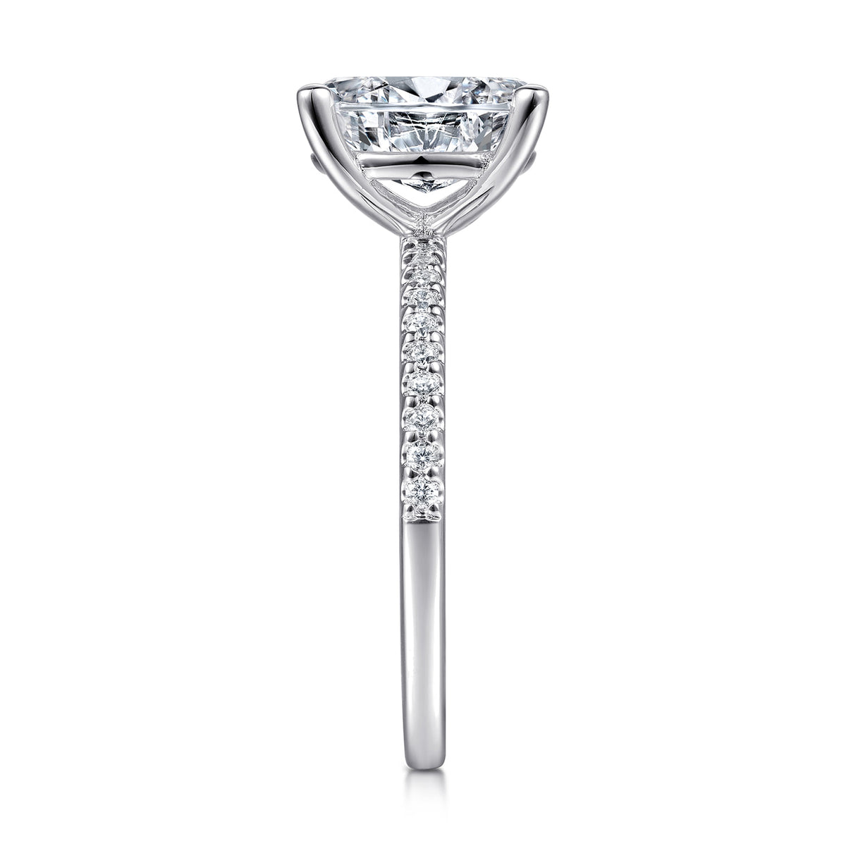 14K White Gold Oval Diamond Engagement Ring — setting only; center stone not included
