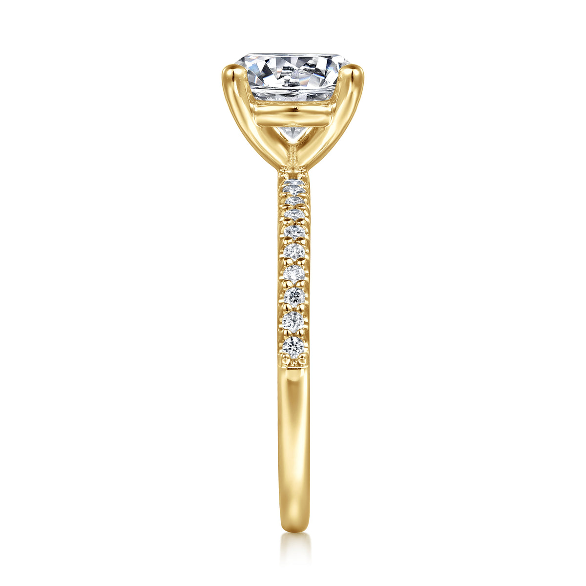 14K Yellow Gold Diamond Engagement Ring with 14K Yellow Gold Head — Gabriel & Co. ER14918R8Y44JJ; center stone shown for illustration, not included