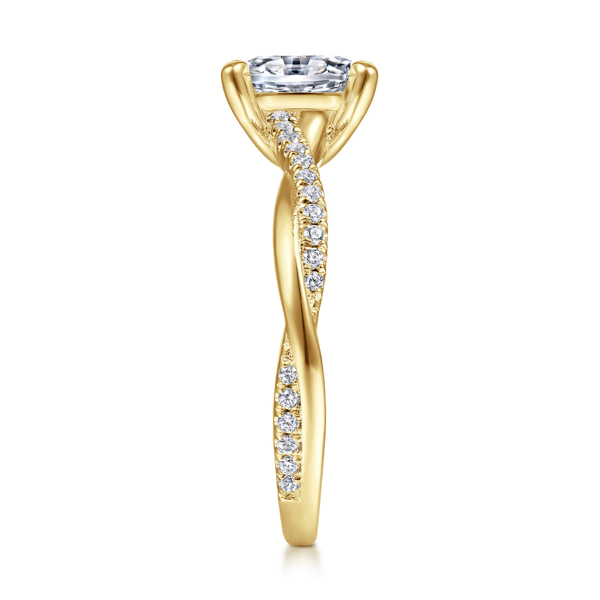 14K Yellow Gold Oval Diamond Engagement Ring — Gabriel & Co. ER14922O4Y44JJ; center stone shown for illustration, not included