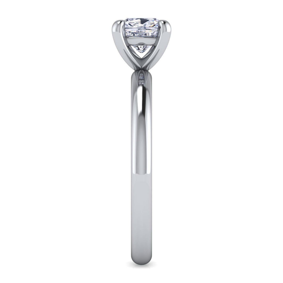 14K White Gold Cushion Cut Solitaire Engagement Ring — Gabriel & Co. ER15619C4W4JJJ; center stone shown for illustration, not included